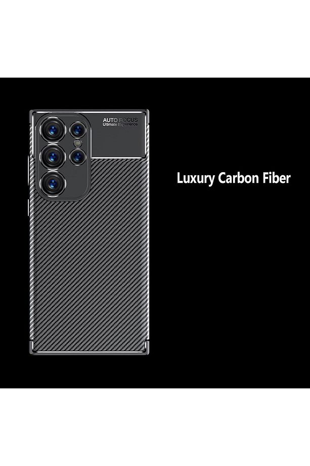 Samsung Galaxy S24 Ultra Kılıf Kamera Korumalı Karbon Desenli Ince Silikon Doku Zırh Armor Kapak - 3
