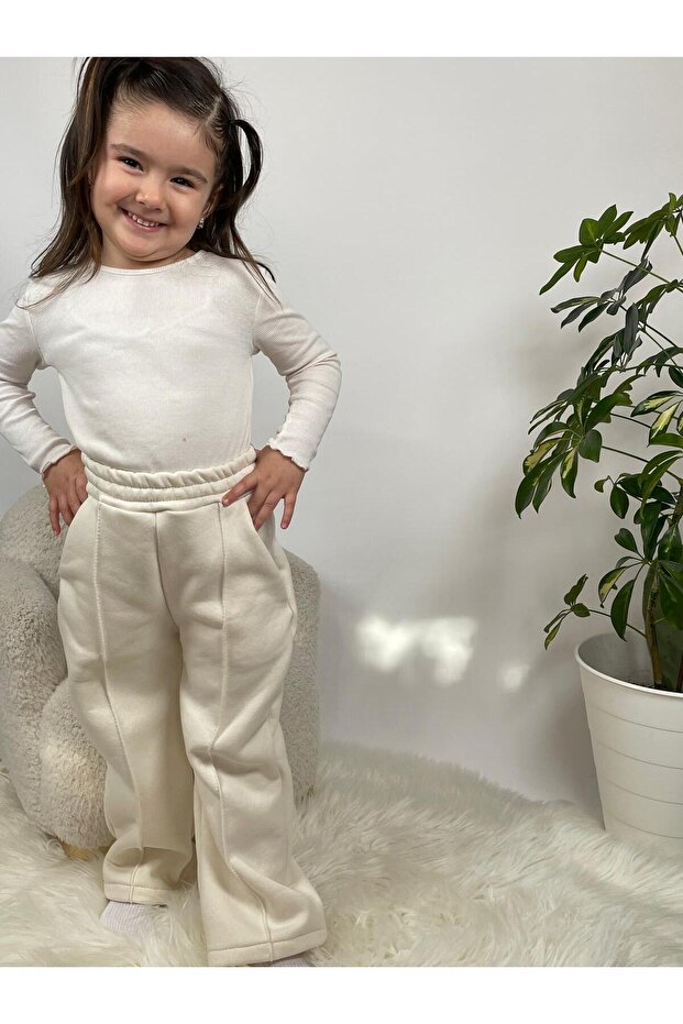 Baby Girl/Child Wide Leg Sweatpants / Three Thread Ribbed Thick Fabric
