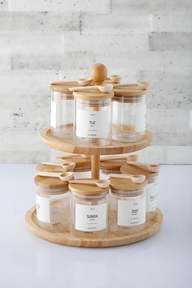 2 Katlı Bambu Servis Tabağı Sunumluk - 3