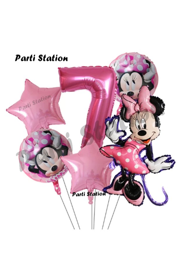 Minnie Mouse Concept Birthday Balloon Set Age 7 Minnie Mouse Theme Party Balloon Set