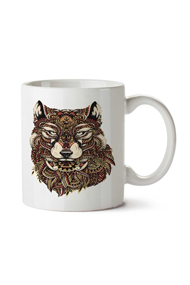 كوب مطبوع على الجانبين من TRIBAL ABSTRACT WOLF