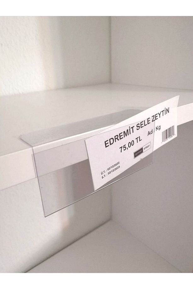 10 Adet PVC Etiketlik Raf Önü Dik Yapışkanlı 8x4 cm Vitrin Etiketliği, Raf Önü Etiketlik İsimlik - 8