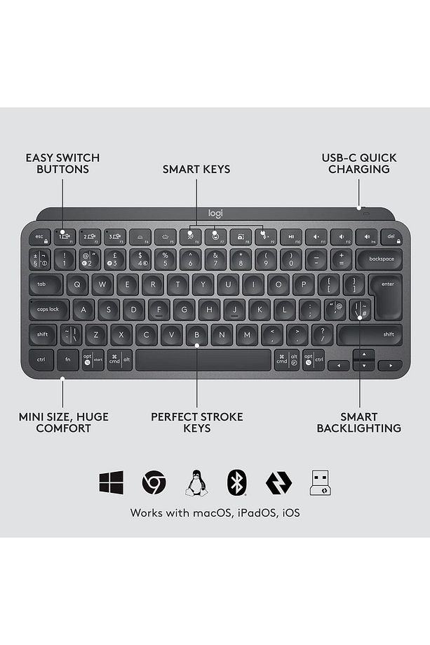 MX Keys Mini Combo Bolt Alıcılı Aydınlatmalı Kablosuz İngilizce Klavye ve MX Anywhere 3 Mouse Seti - 2