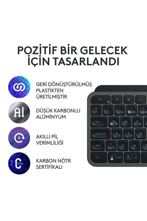 MX Keys Combo Bilek Destekli Türkçe Klavye ve Mouse Seti 920-011615 - 4