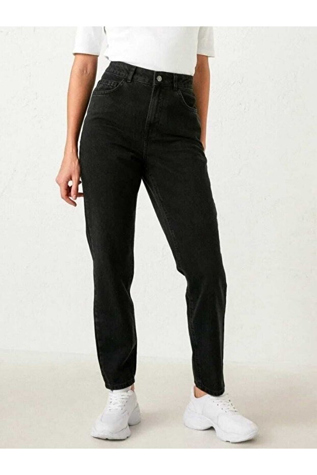 Stager Black High Waist Lycra Mom Jeans