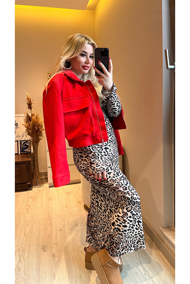 Selen Leopar Elbise - 8