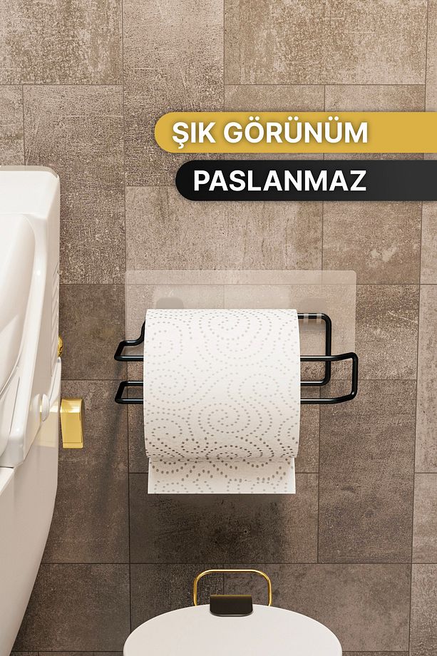 Tuvalet Kağıtlığı Yapışkanlı Wc Kağıdı Peçetelik Tuvalet Kağıdı Organizeri Banyo Düzenleyici Lüks - 3