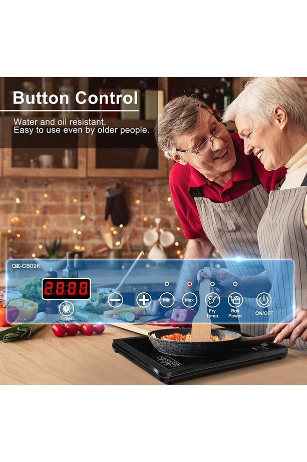 Tek İndüksiyon Ocak 10 Sıcaklık ve Güç Seviyesi ile Maksimum 2000W, Basit Düğme Kontrolü - 3
