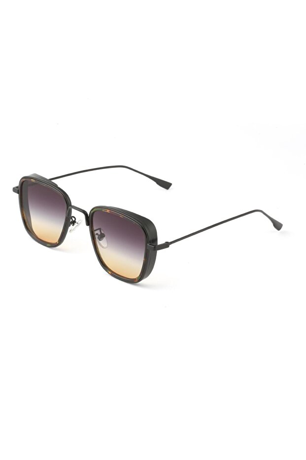 Square Design Black Camouflage Frame Black Gradient Glass Women's Sunglasses