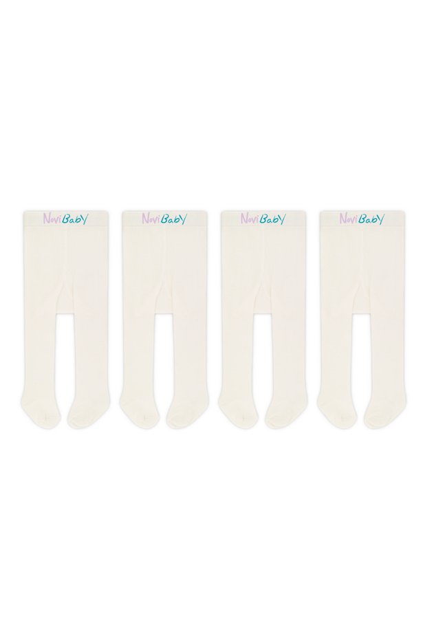4-Piece Baby Cotton Pantyhose, Children's Newborn Cotton Girls Boys School Socks, White Ecru Pink Vs