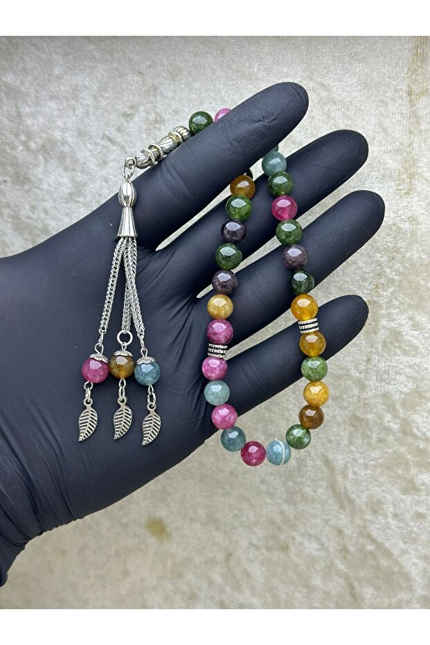 Natural Stone Prayer Beads Tourmaline Stone 33-Piece Men's Prayer Beads