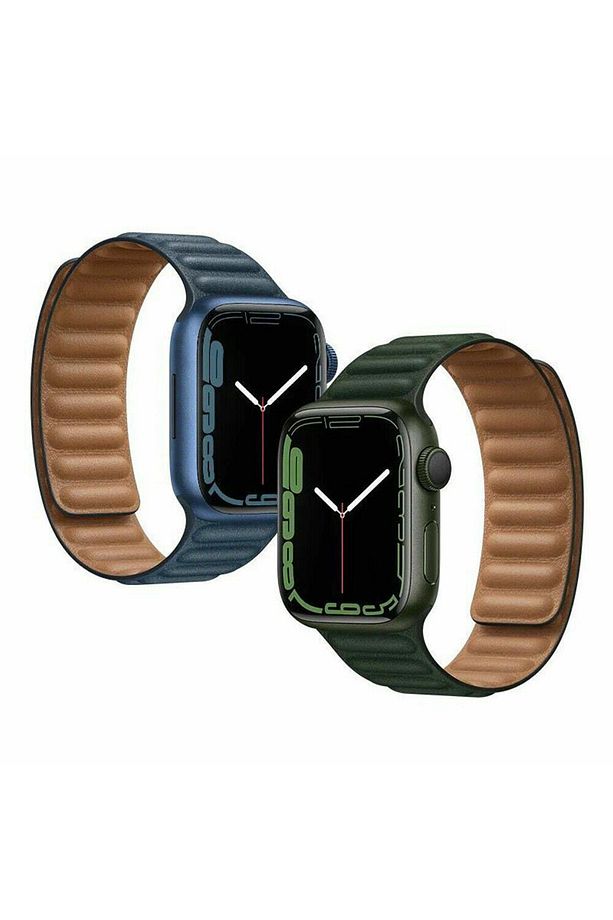 Apple Watch 2/3/4/5/6/7/8/9/se 38mm 40mm 41mm Mıknatıslı Deri Loop Baklalı Kordon - 5