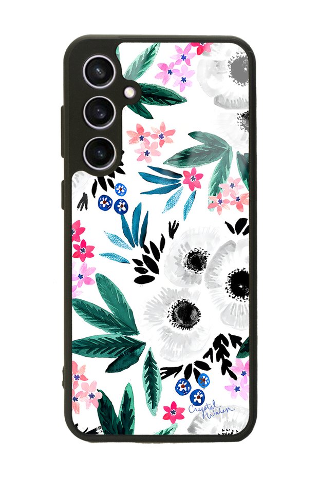 Case for Samsung S23 Fe White Flower Design Glossy Phone Case