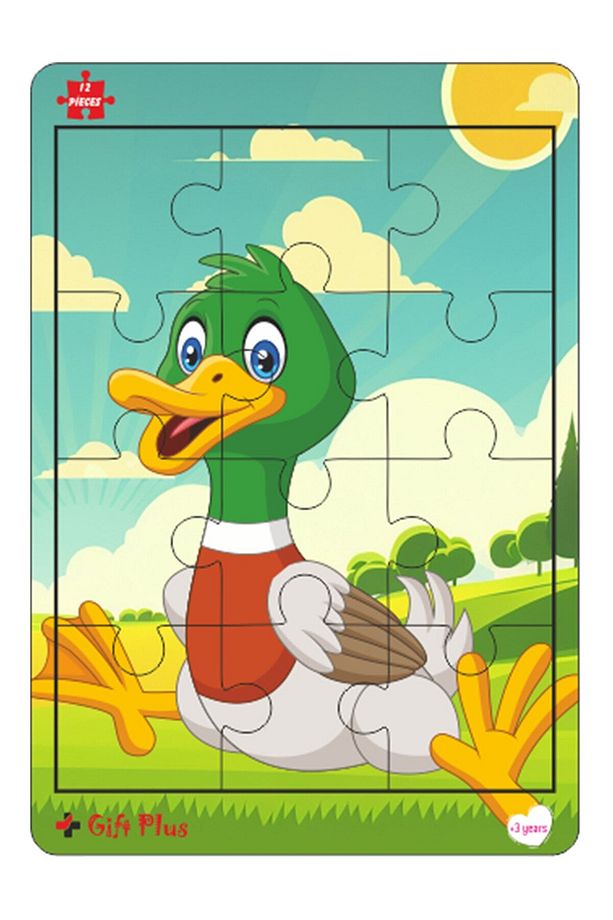 Ahşap Puzzle 6'lı Set Hayvalar Eğitici Yapboz Puzzle Set 2 (12 parça) - 7