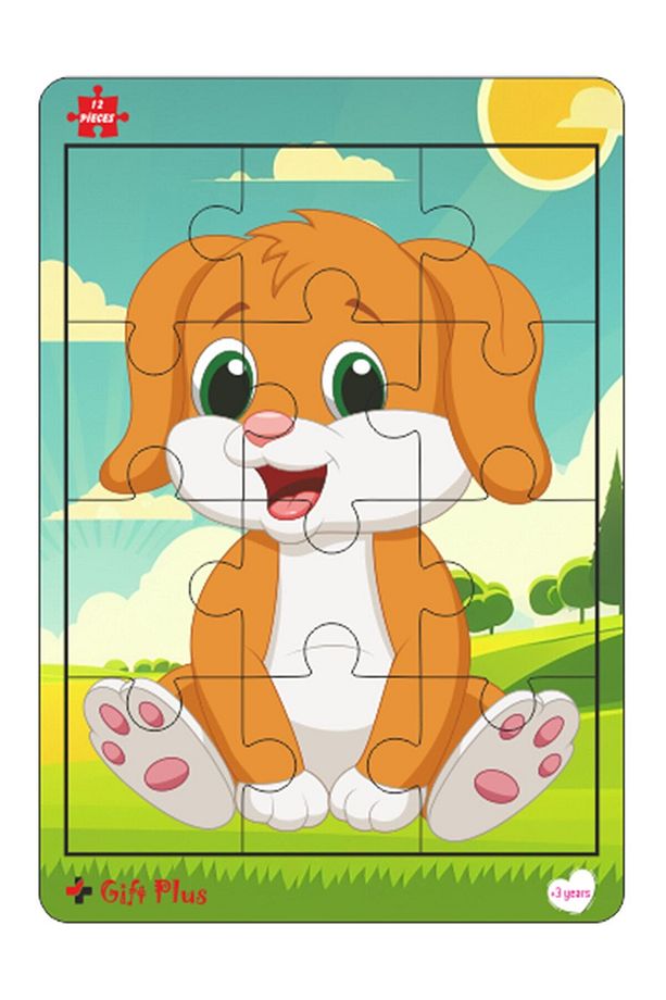 Ahşap Puzzle 6'lı Set Hayvalar Eğitici Yapboz Puzzle Set 4 (12 parça) - 6