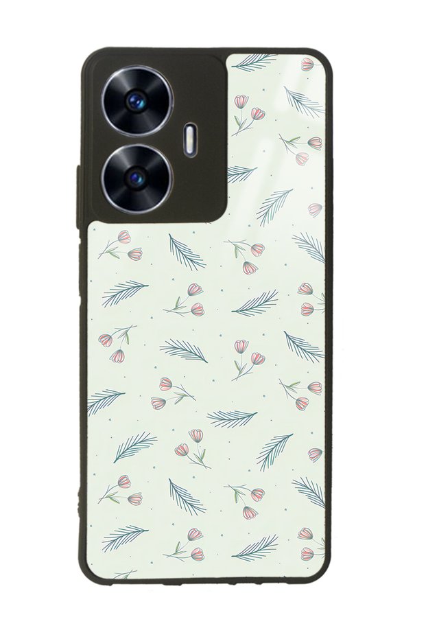 Oppo Realme C55 Glossy Phone Case with Green Leaf Design
