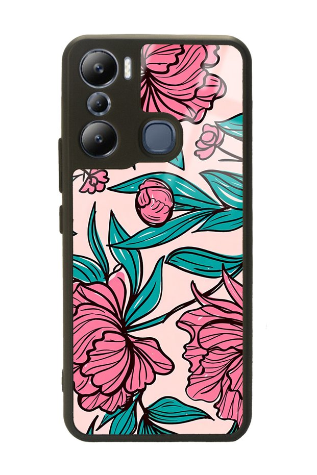 Infinix Hot 20I Glossy Phone Case with Fuchsia Flowers Design