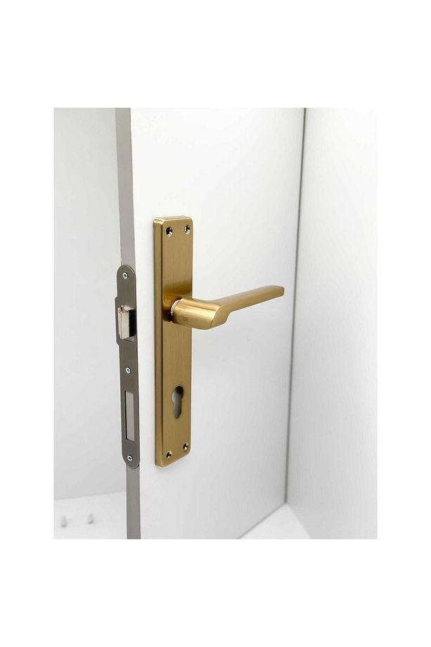 Tutku Titanyum Gold Lüx Aynalı Yale Çelik Kapı Kolu Sol Basar Tek Yön 1 Adet - 1