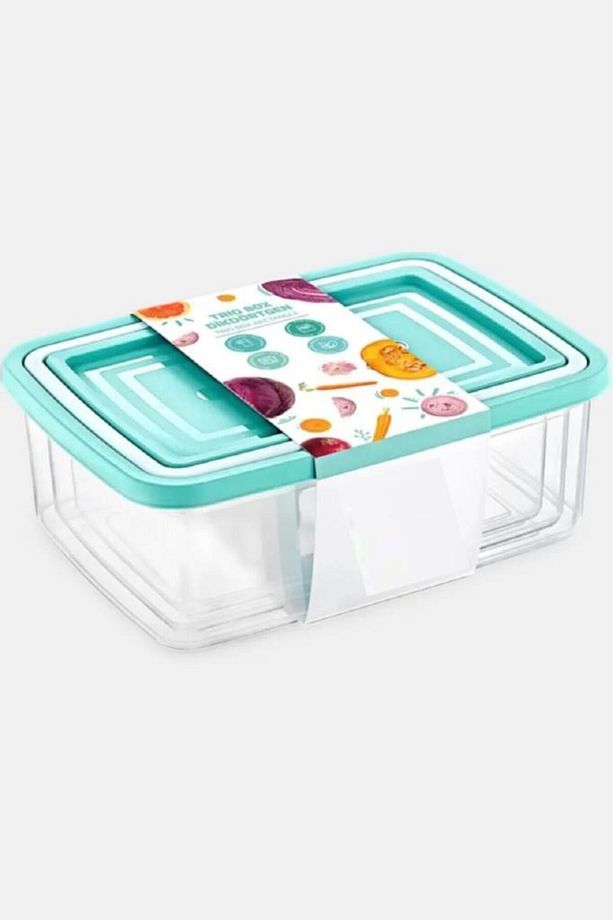 3’lü Dikdörtgen Erzak Saklama Kabı, Modüler Muhafaza Kutusu 3’lü Set (750ml,1000ml,1500ml) - 4