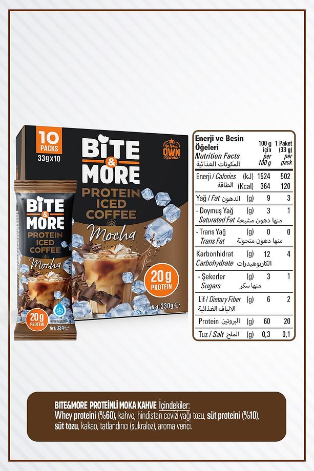 Bite & More Protein Iced Coffee Mocha ( Proteinli Kahve ) 33 gram x 1 Adet - 2