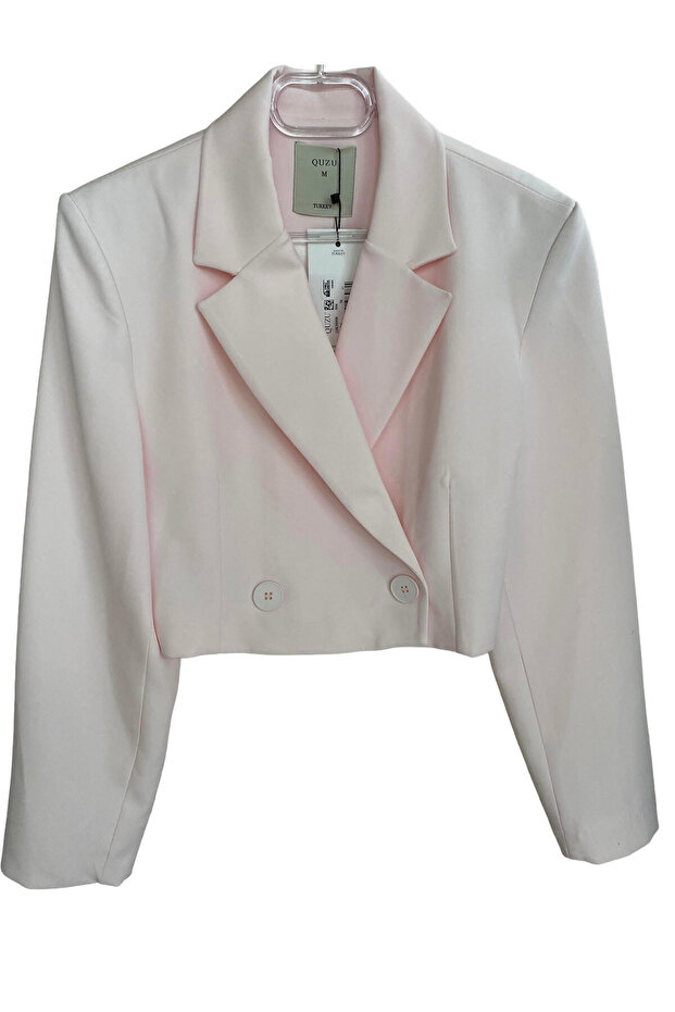 Tek Düğmeli Crop Ceket - 1