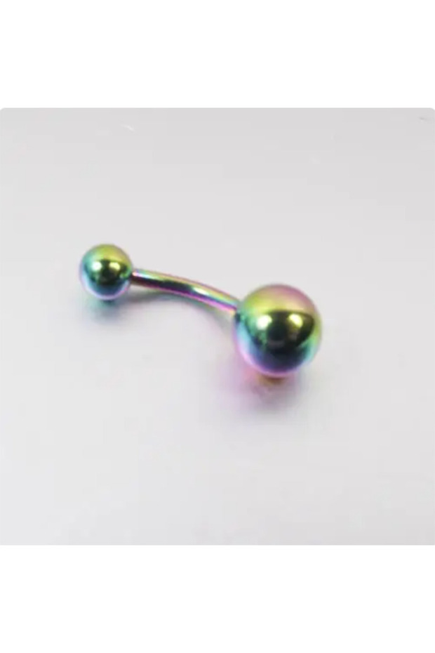 Öteberi 316l Cerrahi Çelik Antiallerjik Göbek Piercing Toplu Ve Zirkon Taşlı Rainbow 2 Adet Set - 4