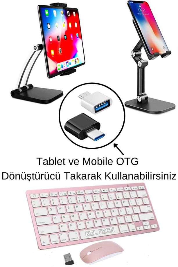 Ultra Slim Tv Pc Mobile Tablet Uyumlu Kablosuz Q Klavye Mouse Seti 2.4 Ghz Wireless Set - 2
