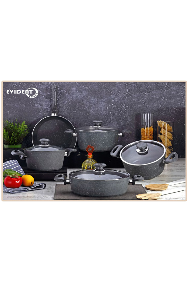 EVİDENT 9 PCS GRANİT TENCERE SETİ - 1