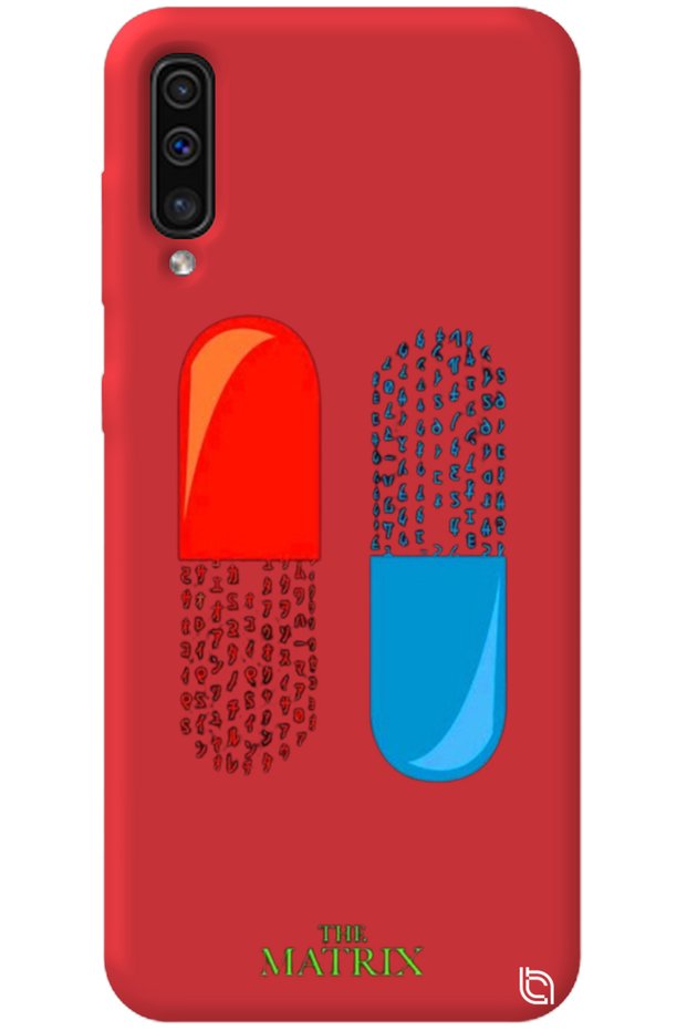 Samsung A50 Red Premium Velvet Inside the Matrix Pill Patterned Silicone Phone Case