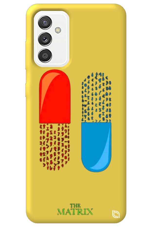 Samsung Galaxy A54 Yellow Premium Velvet Inside the Matrix Pill Patterned Silicone Phone Case