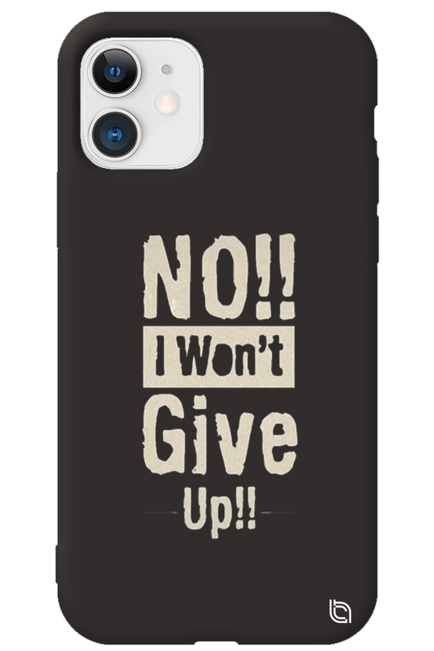 I Don'T Care Patterned Silicone Phone Case with Velvet Inside for iPhone 12 Black Premium