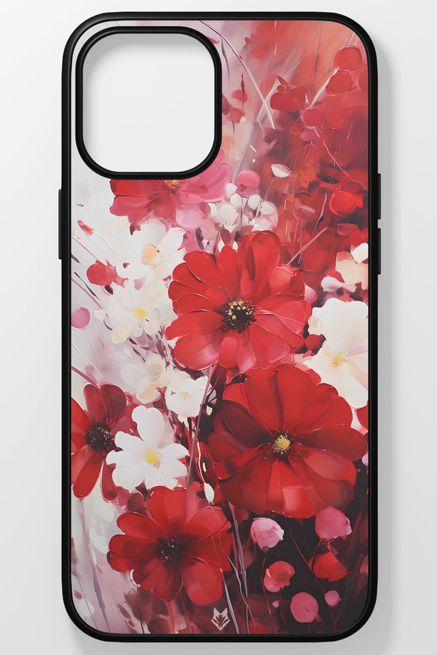 Floral Flower Unbreakable (Tempered) Glass Hard Plastic iPhone 15 Phone Case