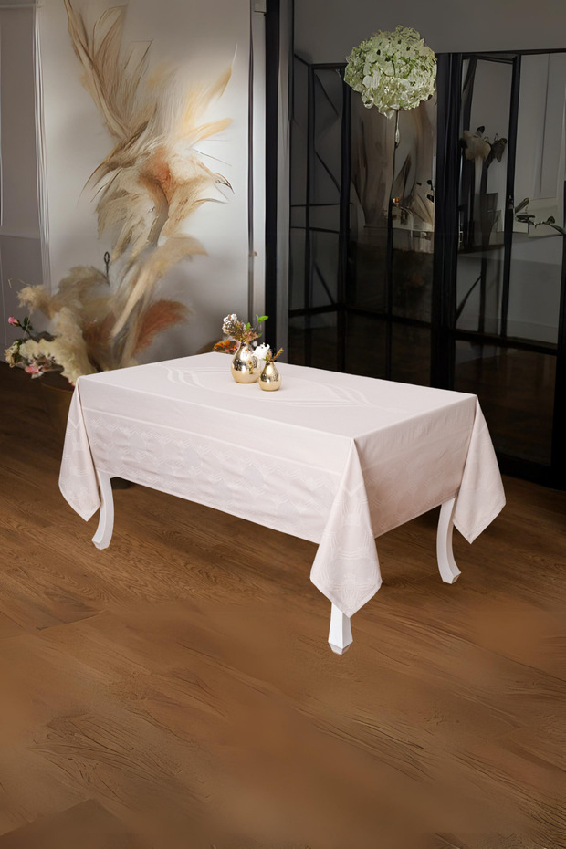 مفرش طاولة Aslı Lux جاكار بولي قطن حجري 160x220 سم - 1055