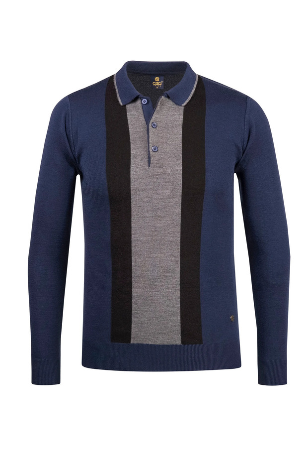 Men's Parliament Polo Neck Knitwear Sweater Patterned Steel Knit Regular Fit - 4816F