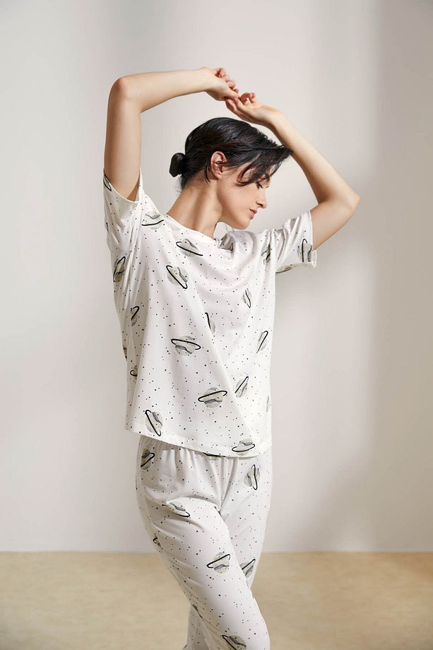 Kadın Pamuklu Uzun Pijama Takımı - 2