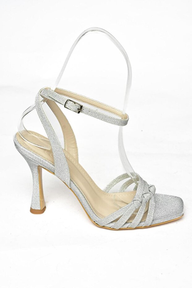 S569815714 Ezüst csillámos sarkú estélyi ruha cipő - 6