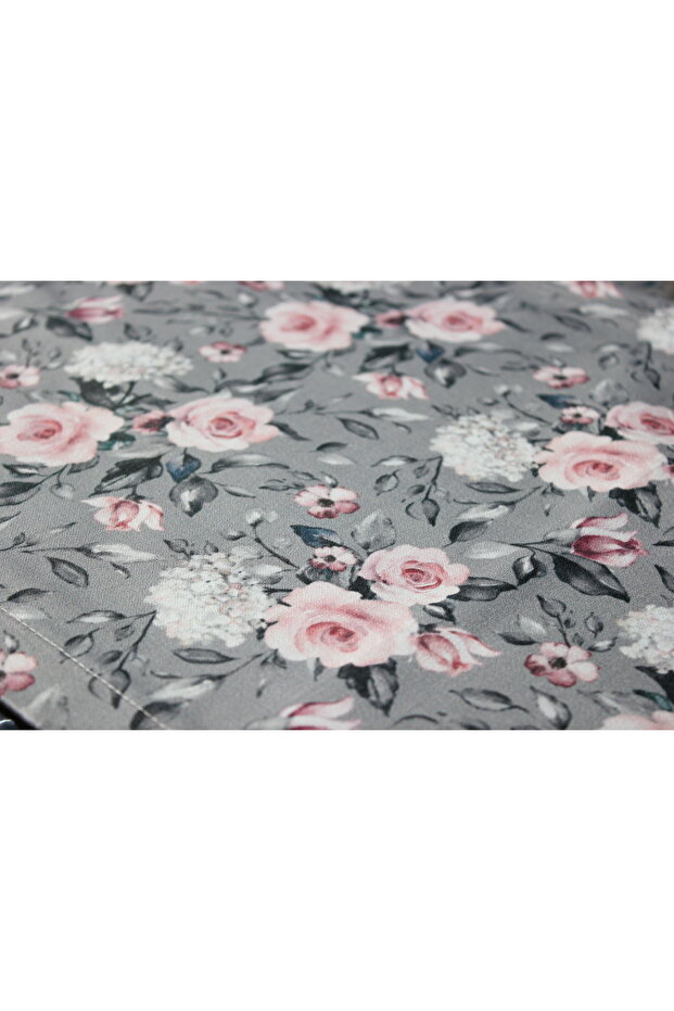 عداء رقمي مطبوع بنمط وردة رمادية وردية - 2