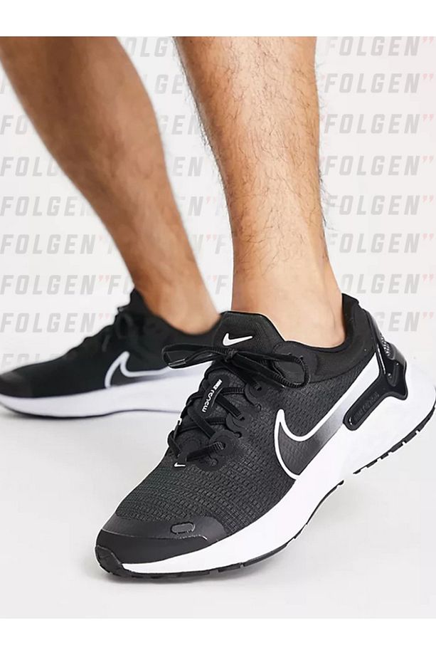 Running Renew Run 3 Trainers in Black And White Erkek Siyah Koşu Ayakkabısı - 3