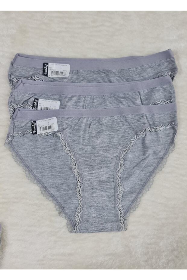 Pack of 3 Gray Leg Lace Light Bikini Panties