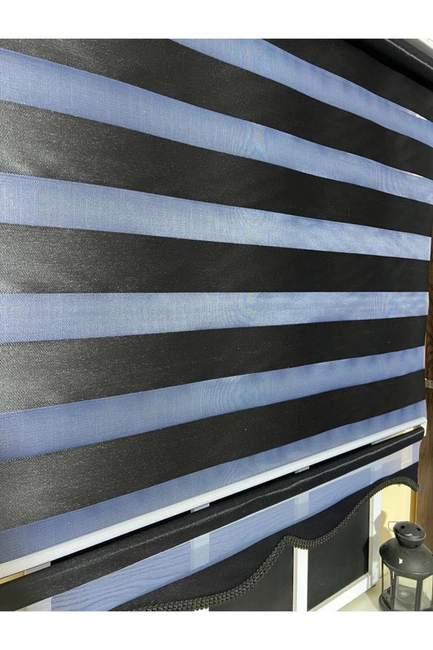 Etek Dilimli Siyah Zebra Perde - 1