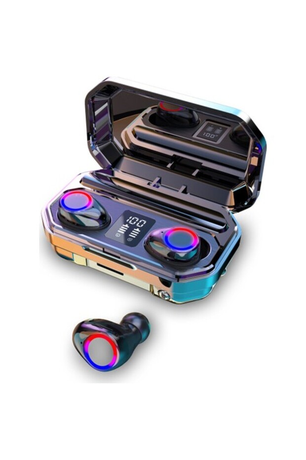 Powerbankli Bluetooth Kulaklık Şarj Göstergeli Kulak İçi Kablosuz Mikrofonlu Hi-Fi Kulaklık M12 - 1