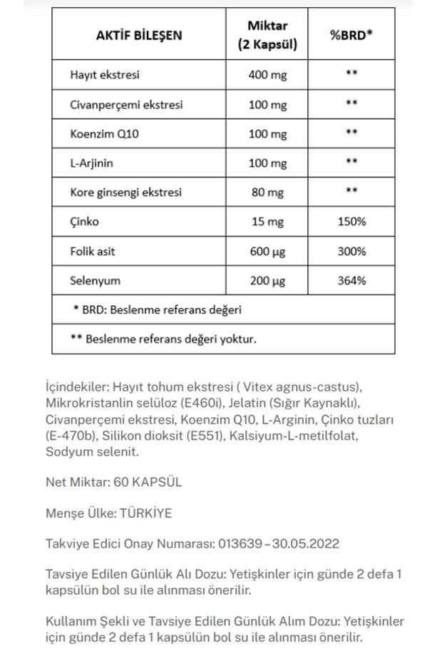 HAYIT EKSTRESİ(Adet öncesi gerginlik önleyici,libido dengeleyici) MİX 60 CAP - 2
