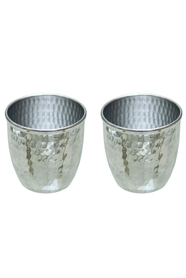 Aluminum hand-hammered oval mug set of 2