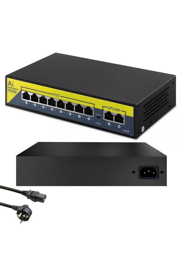 PrimeX PX-1010B 8 Port 10/100M POE Switch, ip Kamera Poe Switch anahtarı-(4 + 2) 100m iletim mesafes - 4