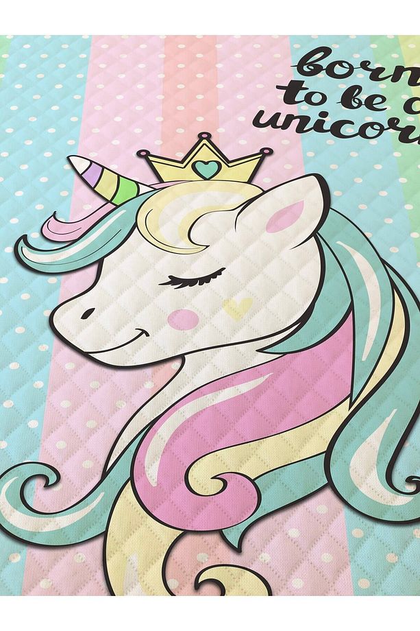 Unicorn Desenli Bebek Ve Çocuk Baskılı Tek Kişilik Pike Takımı 160 X 220 Cm Renkli - 2
