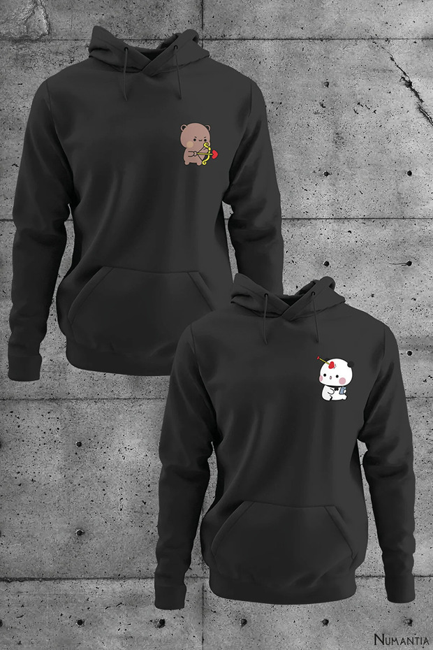 DUDU BUBU BASKILI SİYAH KAPÜŞONLU SWEATSHİRT - 1