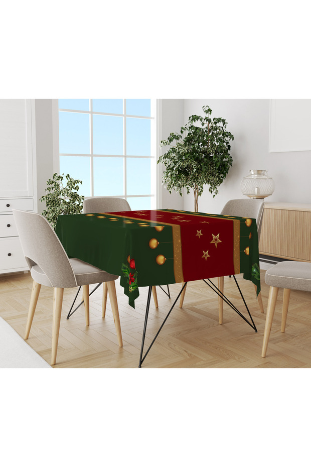 مفرش طاولة مخملي منقوش لعيد الميلاد - 1