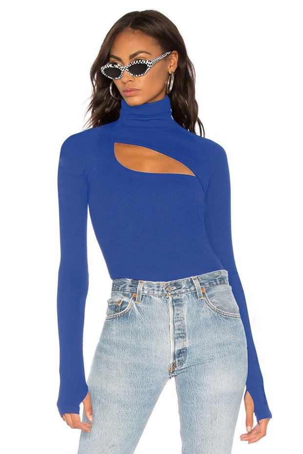 Women's Cobalt Blue Turtleneck Bodysuit