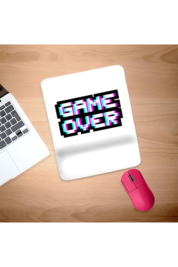 Game Over Rectangular Mouse Pad with Wrist Support - 1