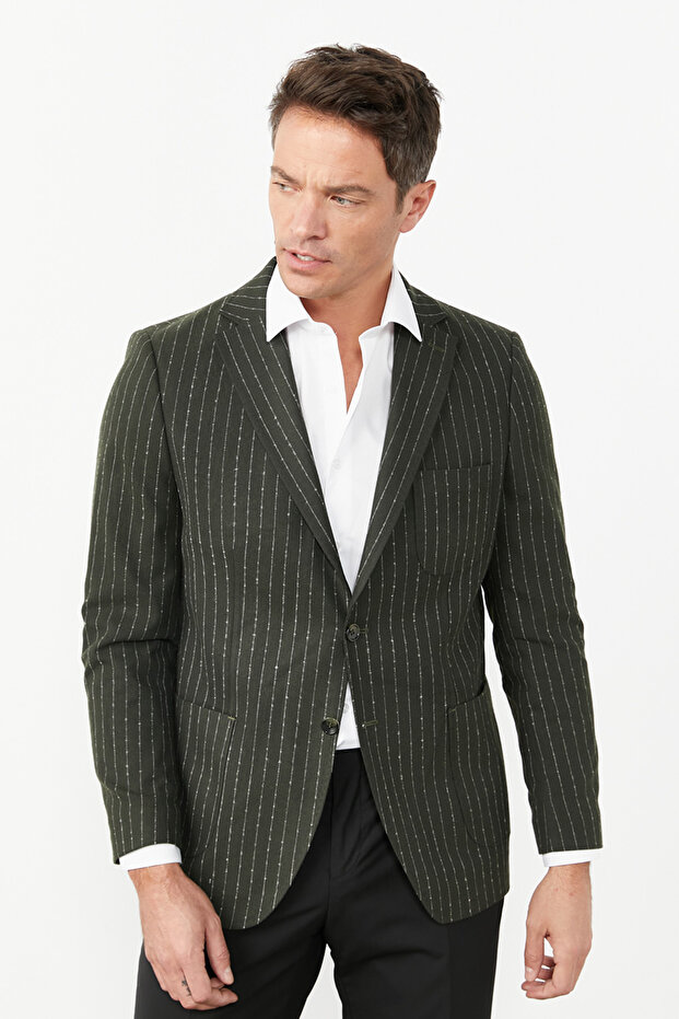 SLIM FIT SLIM CUT MONO COLLAR PATTERNED JACKET - 2